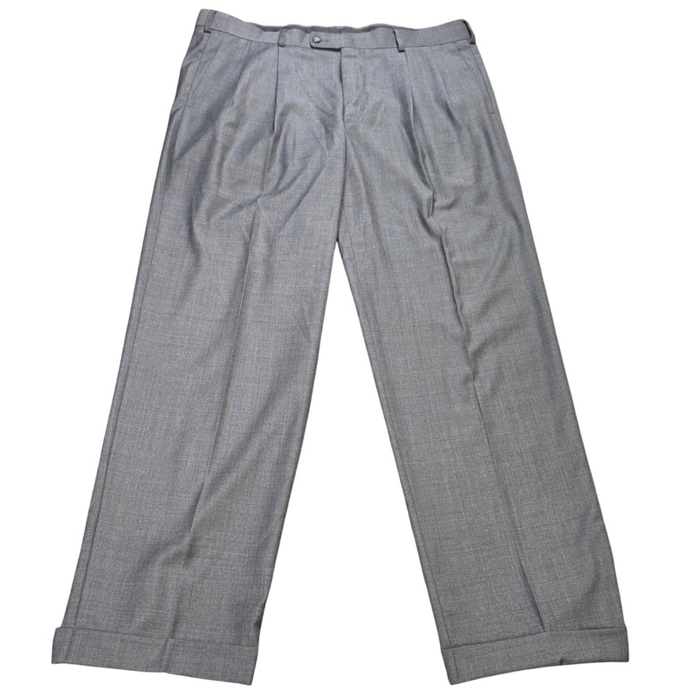 Axist Pleated Dress Pants Men's Size 38×34 Gray Cuffed Zip Fly Button Closure